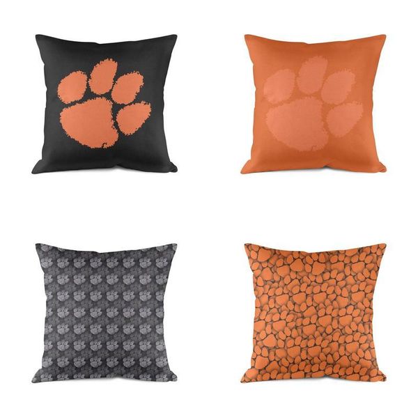 2018 Clemson Tigers Football Logo Bear Claw Black Microfiber Soft Memory Foam Pillow Removable Wash For Couch Orange Logo Purple Usa Flag From