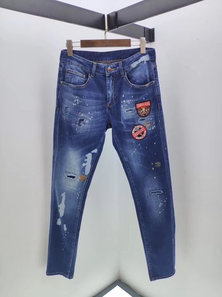 

мужские джинсы мода ретро straight мотоциклов байкер flag jeans streetwear стиль punk красочные flag джинсовые брюки одежда wholesale01, Blue