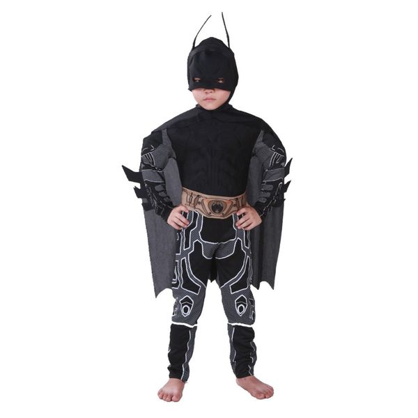 

costume 2018 kids deluxe muscle dark knight child halloween party fancy dress boys carnival cosplay costume, Black;red