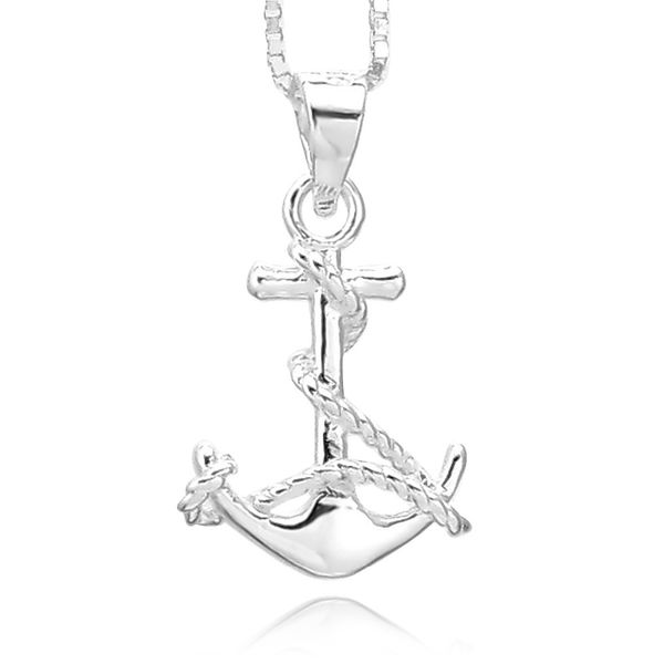 

women's classic 925 sterling silver pendant necklace exquisite anchor charjewelry engagement -with 18 inch sterling silver chain