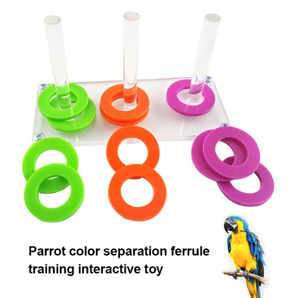 

newly parrot rings game acrylic parrot toy learning game for african grey macaw