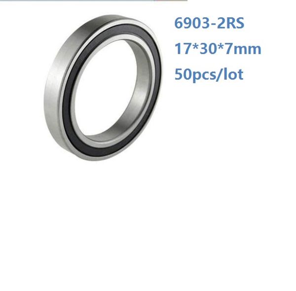 50pcs / 6903RS lote 6903-2RS 6903 tendo RS 2RS bola 17 * 30 * 7 milímetros de borracha da parede fina cobrir Deep Groove Ball Bearing 17x30x7mm