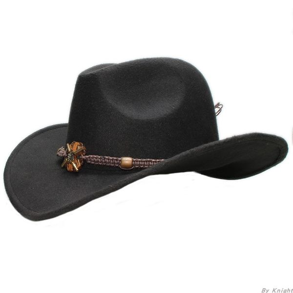 

a186 knitting belt wool hat parent and child 100% wool west cowboy hat large brimmed college style bowler woolen caps, Blue;gray