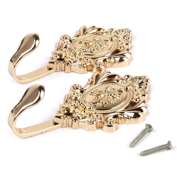 

rose pattern vintage alloy drapery curtain holdbacks tieback hooks 2pcs