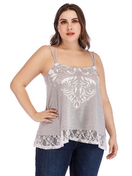 

women fashion new printed spaghetti straps sleeveless grey color laciness summer basic ladies cami camisole, White