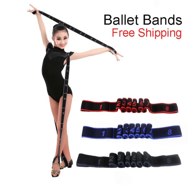 

stage wear ballet stretch bands yoga band foot loop dance gymnastics training latin elastic for dancers stretching exercise, Black;red