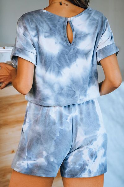 

dhl for pajamas tiedye for femme pyjama korte sets met ronde hals en tie-dye black tie dye shirt navy new garden2010 vrbag, Blue;gray