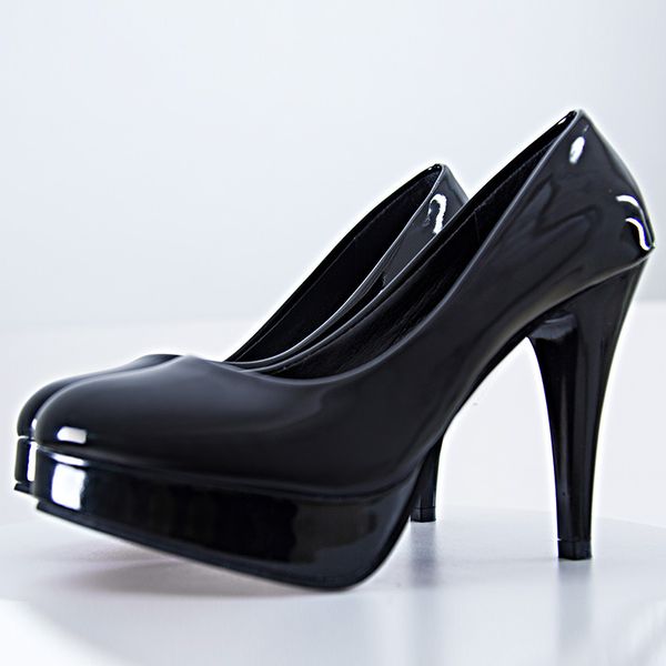 

mouth pumps stiletto heels rubber sole round toe women shoes casual new high-heeled shoes simple comfort zapatos mujer 698, Black