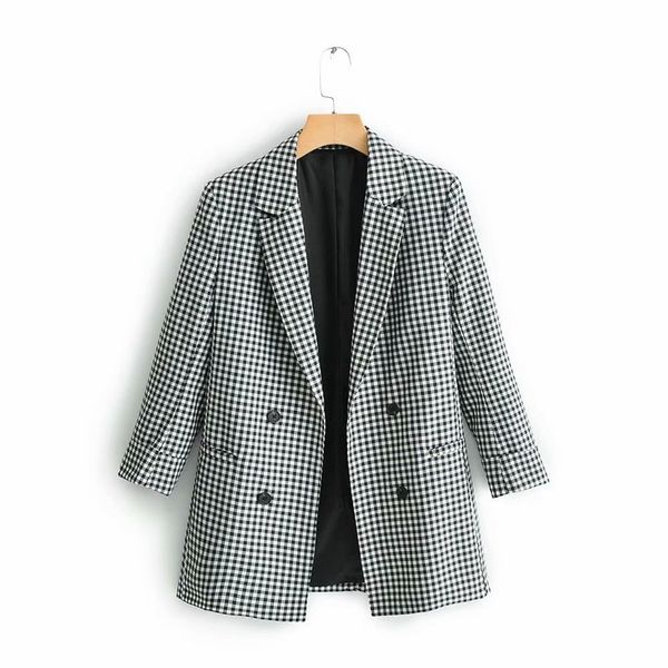 

new arrival xq9-60-9031 european and american fashionable black and white checked suit jacket, Black;brown
