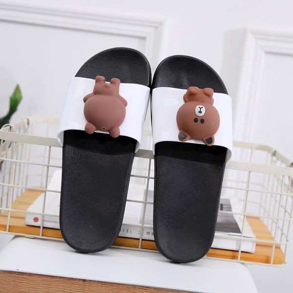 

Fashion Luxury Designer Women Shoes Slipper Home Fashion Cute Plastic Bear Flat Bottom Bathroom Lover Slippers Black White Size 36-41