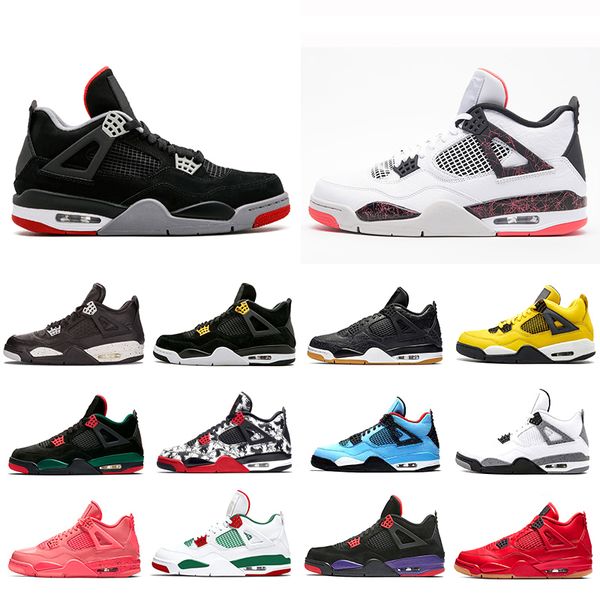 

new 2019 bred 4s what the men basketball shoes women black cat white cement bred cool grey royalty mens sports sneakers casual