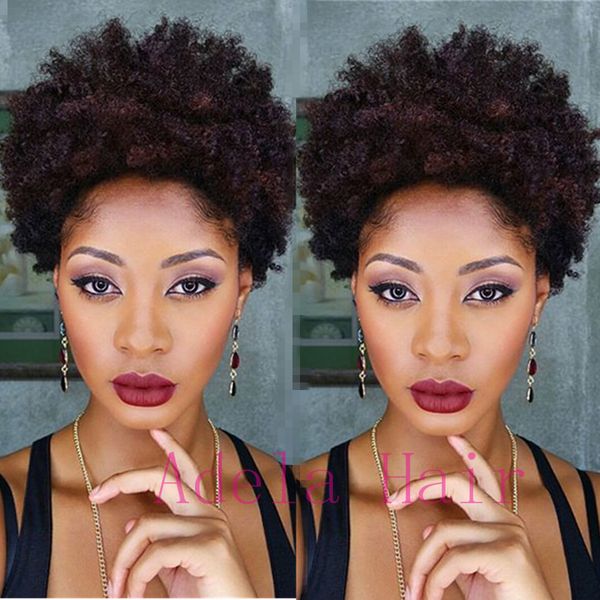 Afro Kinky Curly Short Human Hair Wigs For Black Women Brazilian