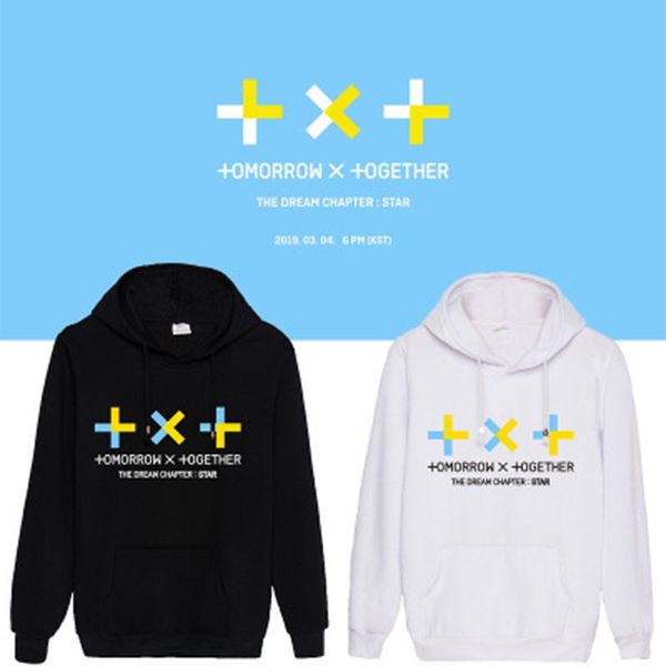 

2019 txt концерта the dream chapter star альбом толстовка harajuku завтра x вместе с капюшоном новый пуловер, Black