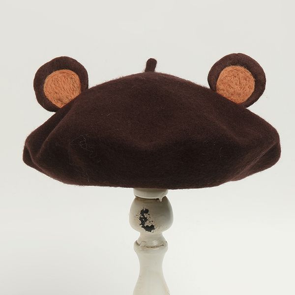 

handmade на заказ медведь уха береты девушки хэллоуин hat симпатичные дамы осень зима берет войлока женские берет ручной малярный caps, Blue;gray