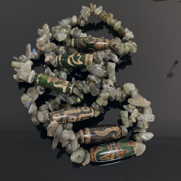 

natural tibetan dzi agates bracelets healing buddha prayer nine-eyed lotus labradorite moonstone meditation jewelry bracelets, Golden;silver