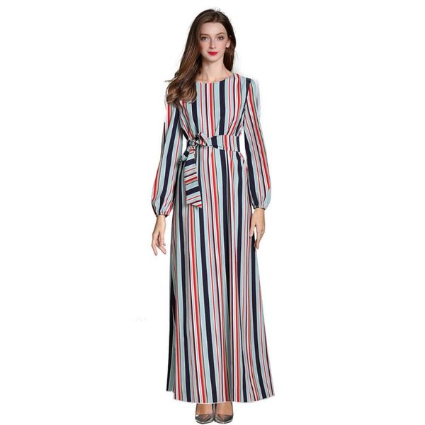 

ethnic clothing muslim dress women 2021 plus szie striped long sleeve arab islam jilbab turkish elbise mubarak islamic, Red
