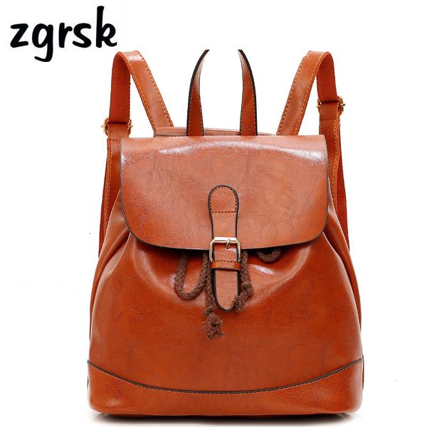 

girl backpack bag anti theft backpack brand classic zipper solid pu leather vintage backpacks for teenage girls schoolbag