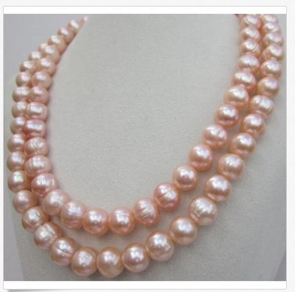 

natural huge south sea 10-11mm pink pearl necklace 35"14k gold clasp, Silver