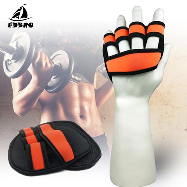 

fdbro 1pair diving material palm protection training glove antislip lightweight weight lifting palm grippads workout gym gloves, Black
