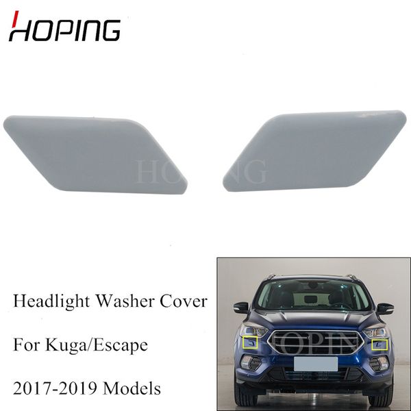 

hoping left right car headlight washer nozzle cover cap for for kuga escape 2017 2018 2019 headlamp water spray jet lid