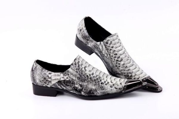 

новое прибытие змеиная кожа свадебное платье обувь hombre sapatos острым носом мужской оксфорды большой размер евро 46, Black