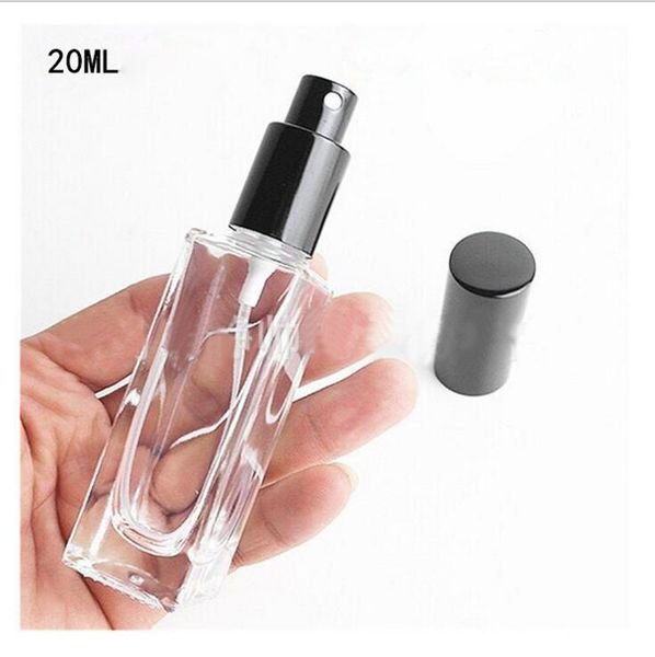

hight quality 20ml travel portable perfume atomizer spray bottles transparent mini perfume bottle with black spray lids