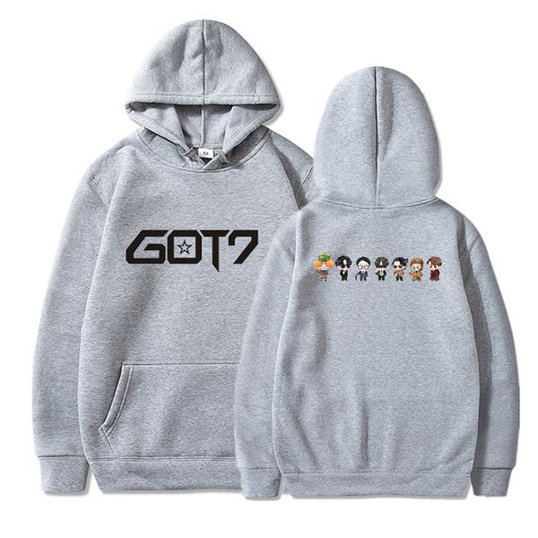 

уличная толстовки для мужчин got7 печати мультфильм с длинным рукавом harajuku толстовка для женщин / мужчин осень мальчики девочки спортивн, Black