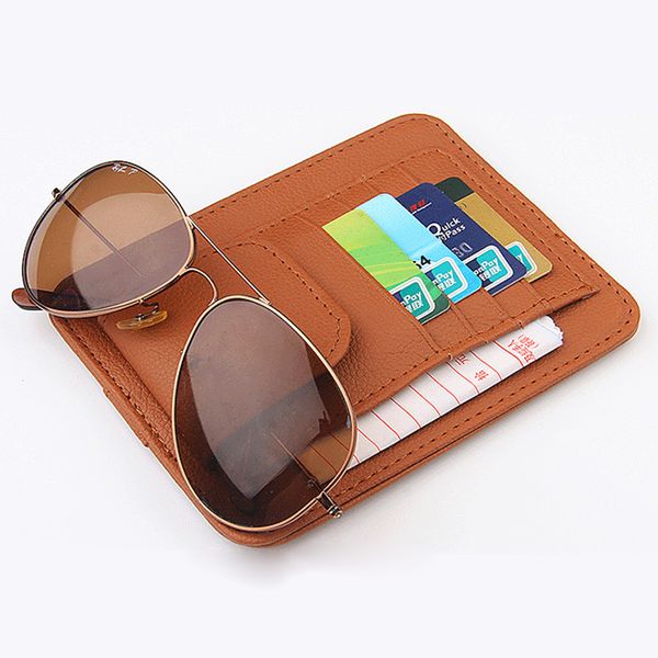 

pu car card package holder glasses storage pen organizer car hanging bag auto sun visor multifunction tidying accessories