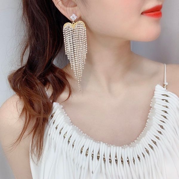 

women earrings crystal tassel earrings wild personality pearl vintage earrings female 2020 new design as a gift, Silver