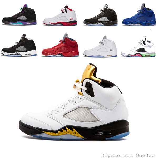 

classical 5 5s basketball shoes men olympic metallic gold oreo fire red lightweight breathable sports sneakers trainers size 41-47