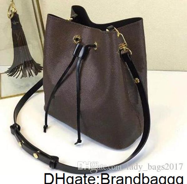 

classic neonoe bucket purse handbags shoulder bag tote printing flowers shopping bag real leather messenger crossbody bag