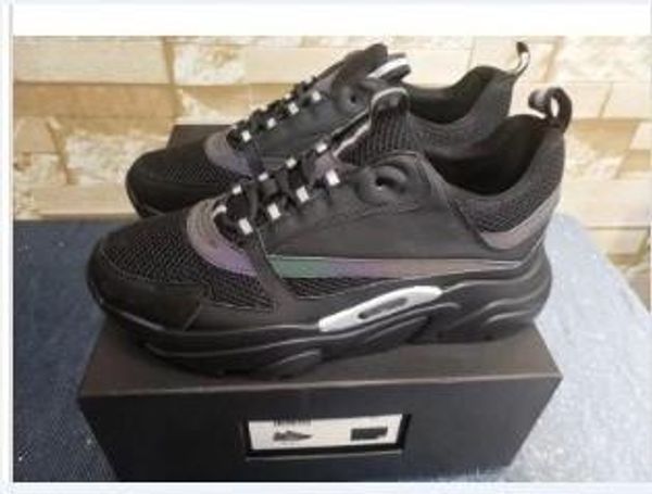 

2019 new 3d reflective canvas and calfskin sports shoes from europe trendy fashion sports b22 men's technical casual shoes 0610, Black
