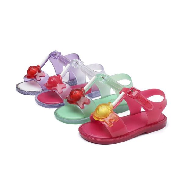 

new mini melissa's lollipop sandals kids girl cute jelly shoes non-slip summer sandals children's candy shoes toddlers sh19018, Black;red