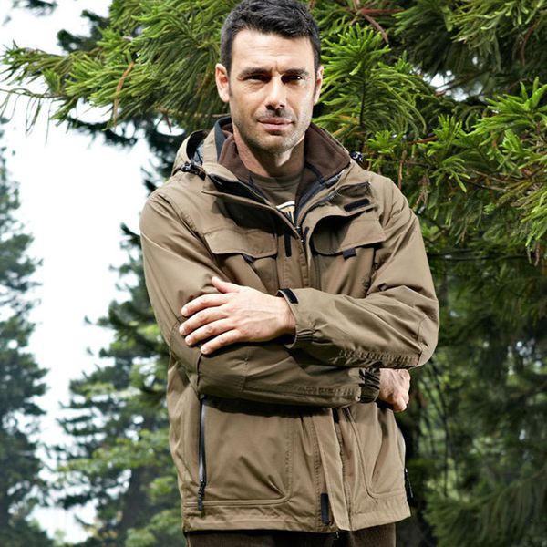 

winter fleece thicken warm jacket with liner two-piece men outdoor cycling climbing camping waterproof windproof thermal coat, Blue;black
