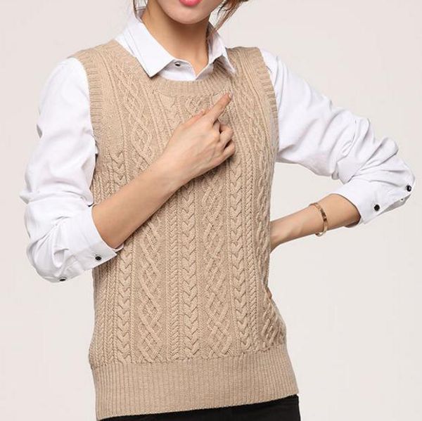 

new spring women casual wool cashmere vest female sleeveless sweater woolen sweater o-neck vest v-neck cardigan waistcoat top, Black;white