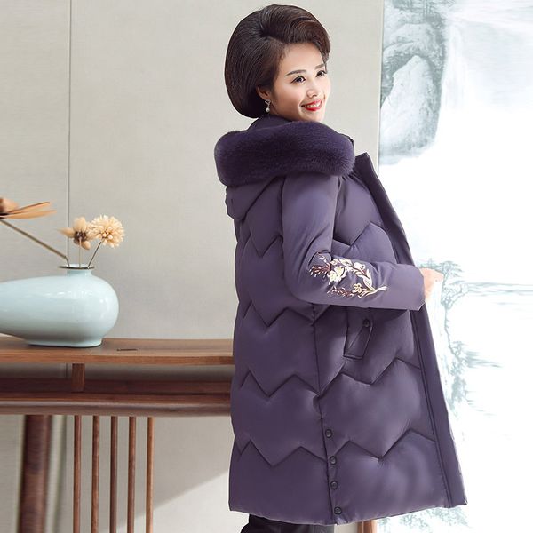 

mom winter coat mid-length middle-aged cotton-padded clothes women's nobility down jacket cotton-padded clothes thick elderly we, Blue;black