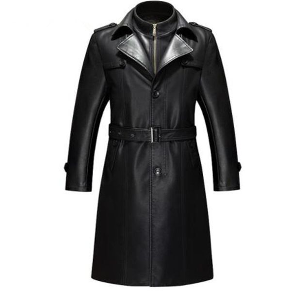 

2018 new arrival winter real leather casual cotton liner coat men,plus-size s-4xl, Black