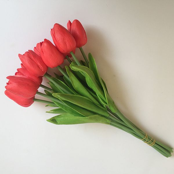 

10x tulip artificial flower latex real touch bridal wedding bouquet decor 31cm z