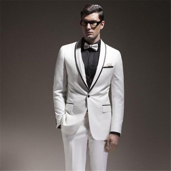 

white blazer men suit for wedding groom tuxedo 2018 new arrival custom made suit slim fit white blazer men(jacket+pants+bow, White;black