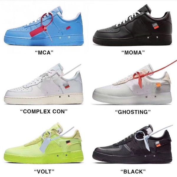 

ins white x 1 low forces mca moma complex con ghosting volt black running shoes skateboarding sneakers men women designer sports shoe, White;red