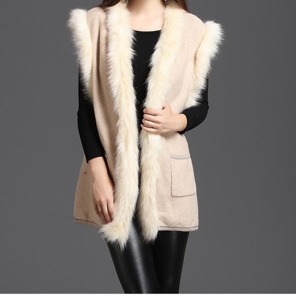 

women solid black  faux fur vest slim long faux fur coat women artificial femme fashion vest autumn long coat, Black;white
