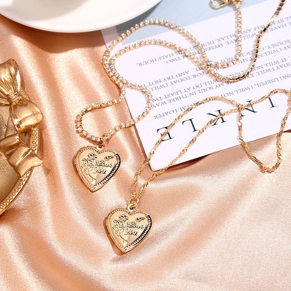 

chains just feel fashion heart-shaped pendant necklace for women exquisite gold color crystal clavicle chain jewelry gift, Silver