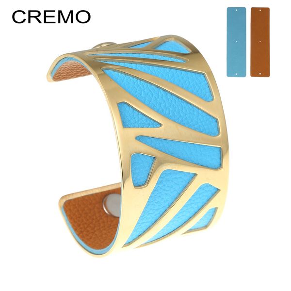 

cremo ruban манжеты браслеты заявление сменные кожаные браслет из нержавеющей стали браслет коктейль маншетта роскошные ювелирные изделия, Black