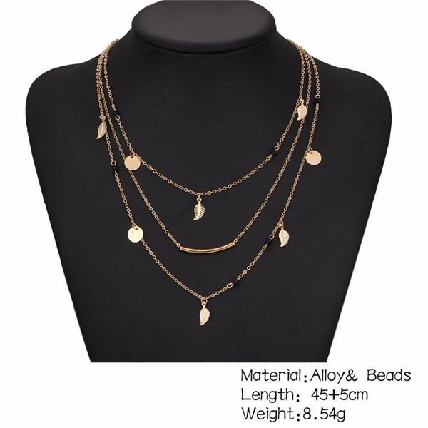 

fashion crystal sequins leaf necklace trend metal chain necklace clavicle temperament wholesale, Silver