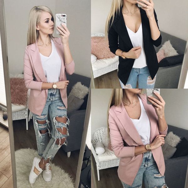

women formal suit jackets coat business blazer long sleeve outerwear, Black;brown