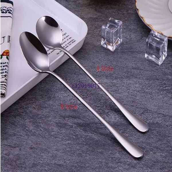 200PCS Edelstahl Langen Griff Löffel Kaffee Latte Eis Soda Sundae Cocktail Scoop Kostenloser Versand