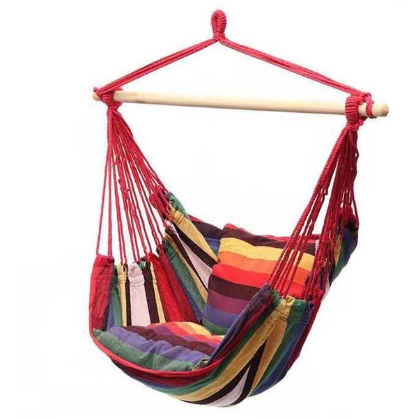 

canvas bedroom hanging hammock chair adults kids indoor portable relaxation thickened outdoor swing travel camping with cushion