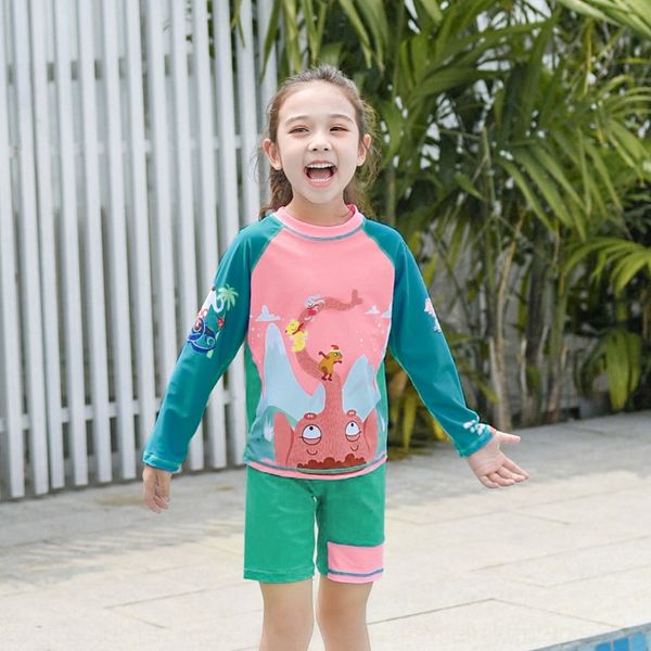 

children's long-sleeved split girl's children's long-sleeved warm warm sunscreen hat split swimsuit girl's sunscreen hat, White;black