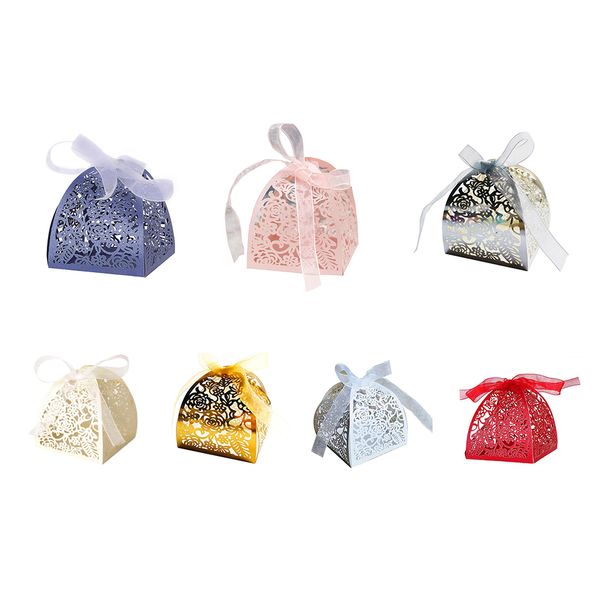 

50 шт. / лот цветок розы лазерные полые конфеты коробка свадьба сахар сладкий коробки элегантный подарочная коробка свадьба рождество постав