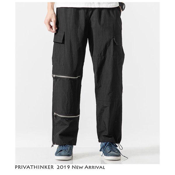 

mens summer cargo pants streetwear 2019 hip hop harajuku joggers men pockets straight joggers casual pants black